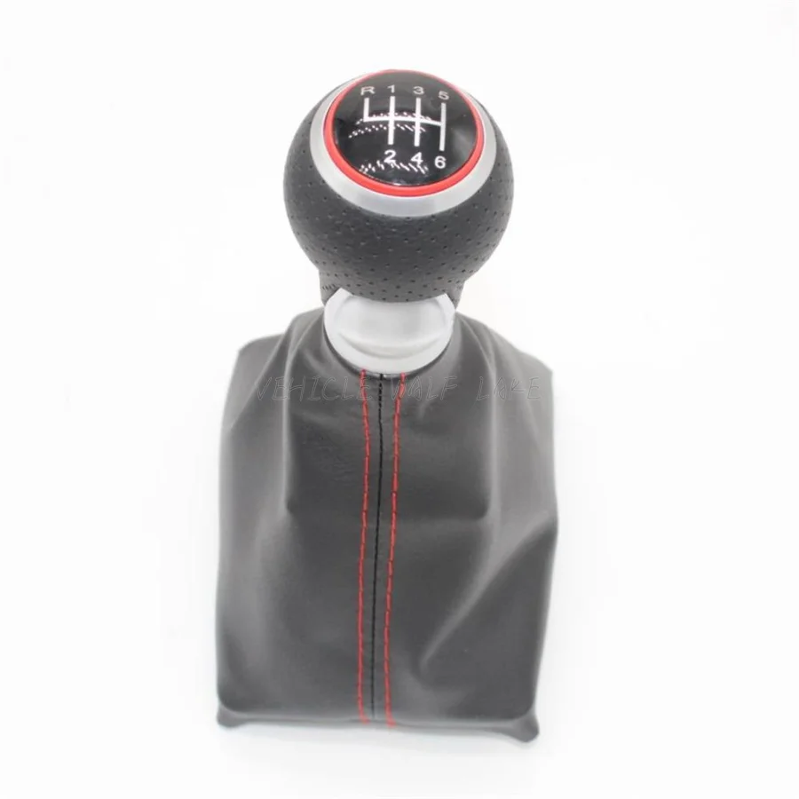 

For Audi A6 C6 S6 Avant 2005 2006 2007 2008 2009 2010 2011 Car 6 Speed Car Gear Stick Level Shift Knob PU Leather Cover