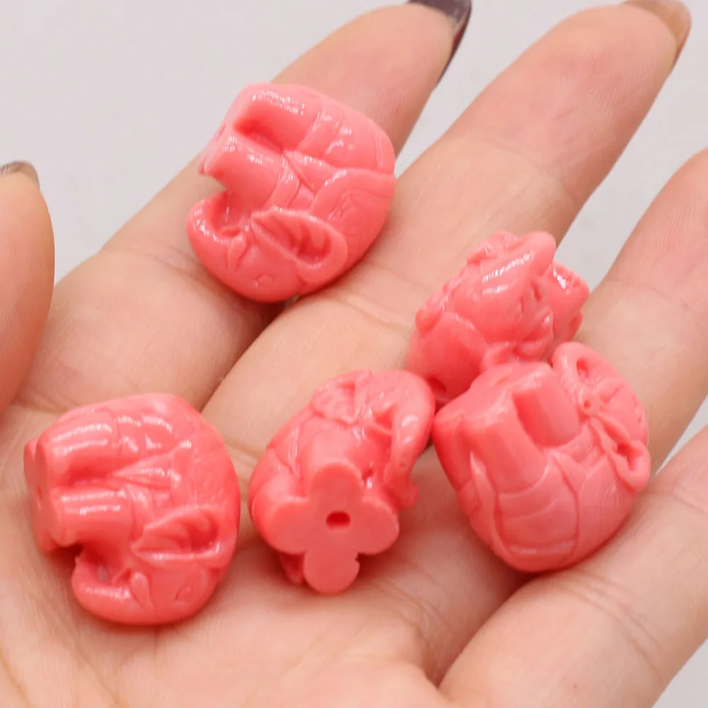 

10pcs/lot Elephant Coral Beads For Jewelry Making Necklace Bracelet Lucky Animal Coral Spacer Beads Accessories Wholesale