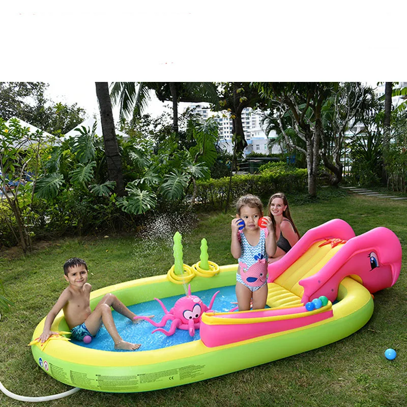 298CM Children's Inflatable Swimming Pool Garden With Slide Pool Interesting Baby Sand Pool Ocean Ball Pool Water Slide for Baby