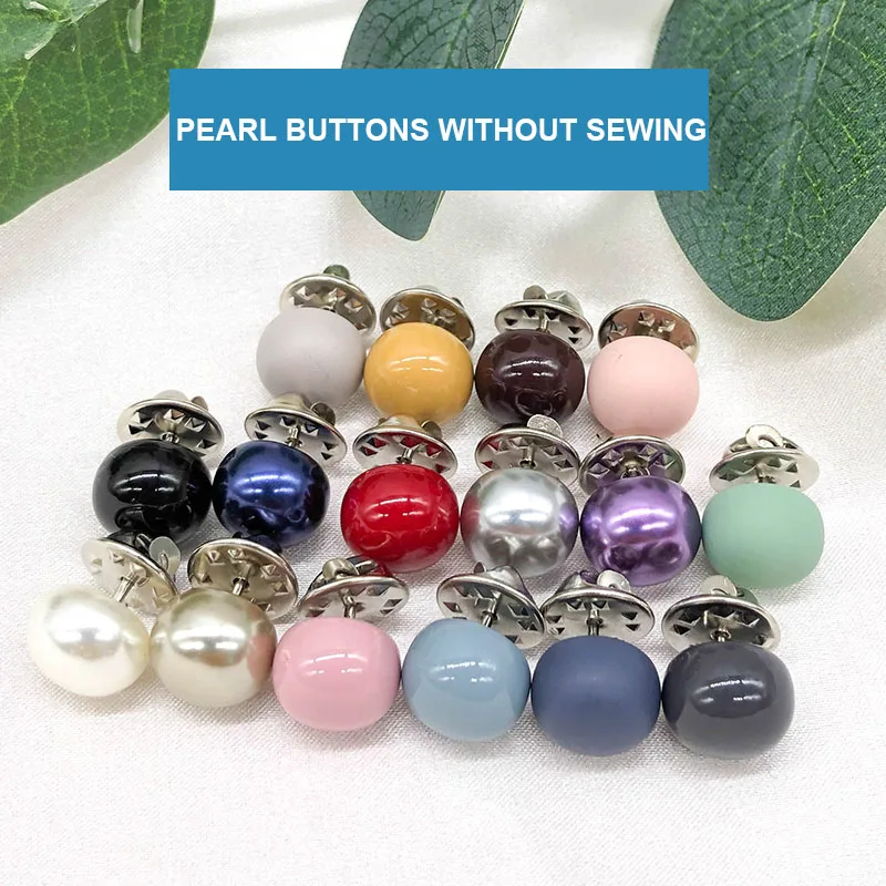 5pcs Round Pearl Buttons for T-shirt Clothing Button without sewing Decoration handle DIY