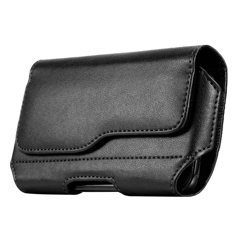 Fashion Men's Horizontal Leather Belt Case Holster Pouch Sleeve Phone Holder Bum Bag  Male Casual Travel Outdoor Waist Pack Bag