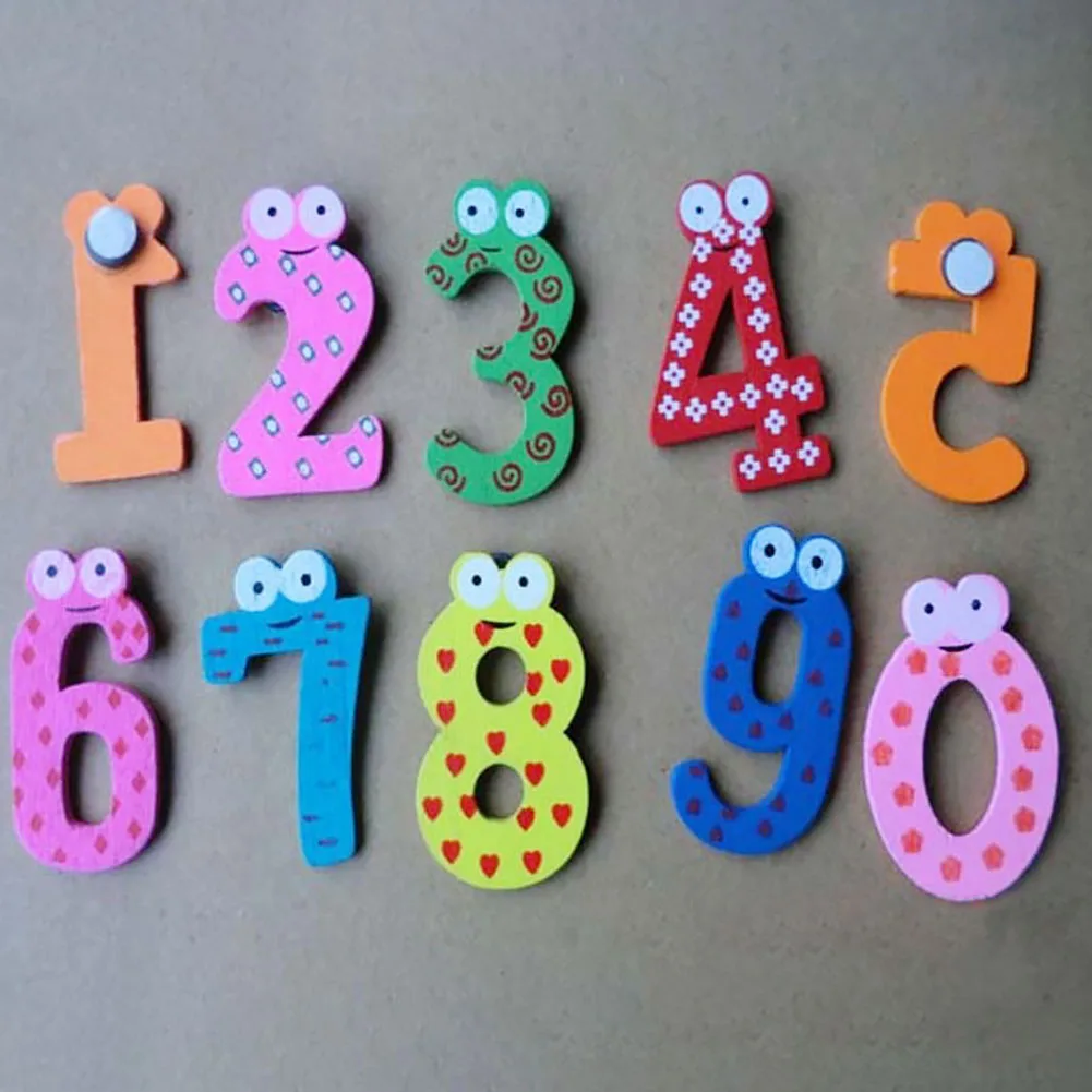 10Pcs/LOT Numbers Cartoon Educational Toy home decoration Children Wooden Fridge Magnet For Kids Message Holder Home Decor Home