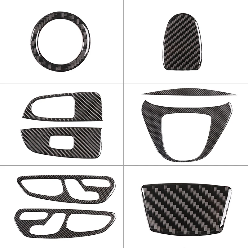 Carbon Fiber Car Door Steering Wheel Multimedia Gears Panel Sticker For Mercedes Benz V Class W447 V260 15-20 Interior Accessory