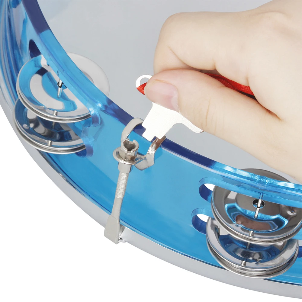 10 Inch Tambourine Percussion Instrument Self-Tuning Tone Hand Drum Double Row Jingles Bell Musical Educational Toys Gifts