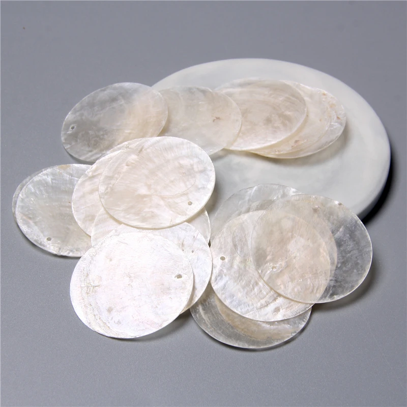 Natürliche transparente runde Muschelstücke für die Schmuckherstellung, Ohrringe, lose Bulk-Muschel-Charm-Perlen, Zubehör, handgefertigter Schmuck zum Selbermachen – Detail 14