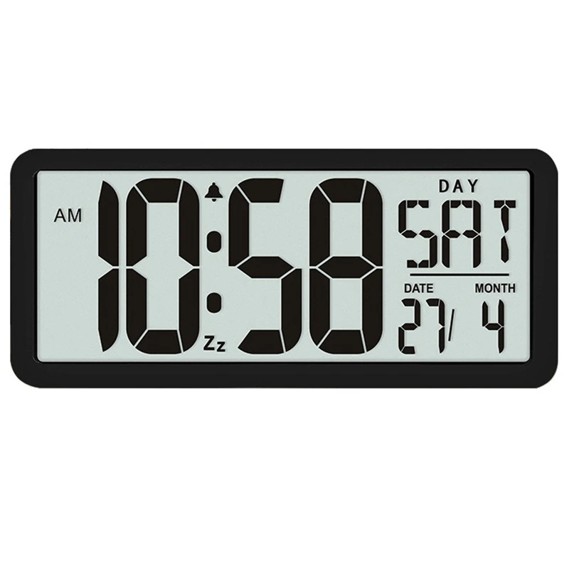 LBER Square Wall Clock Series, 13.8inch Large Digital Jumbo Alarm Clock, LCD Display, Multi-Functional Upscale Office Decor Desk