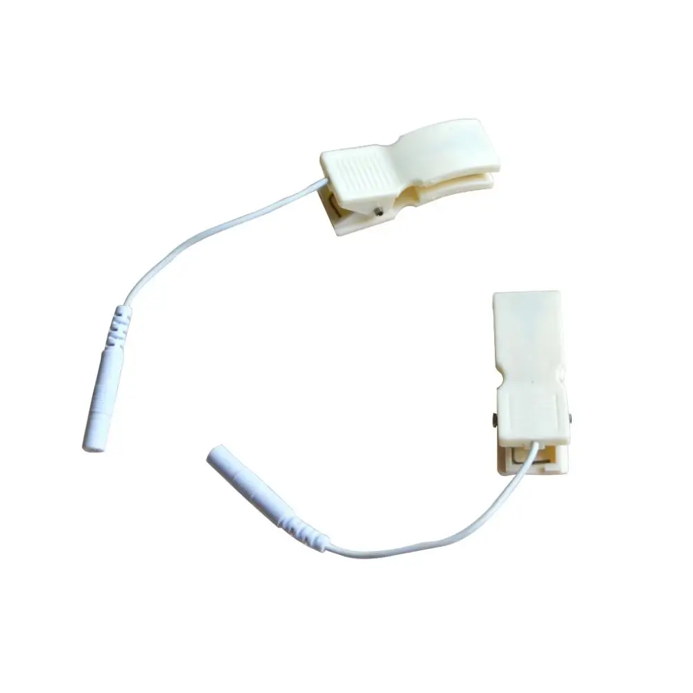 1Pair Electrode TENS Massager Ear Clip Lead Wire Cable Electrode Pad Connector Replacement Cables Pin 2.5mm For TENS Machine