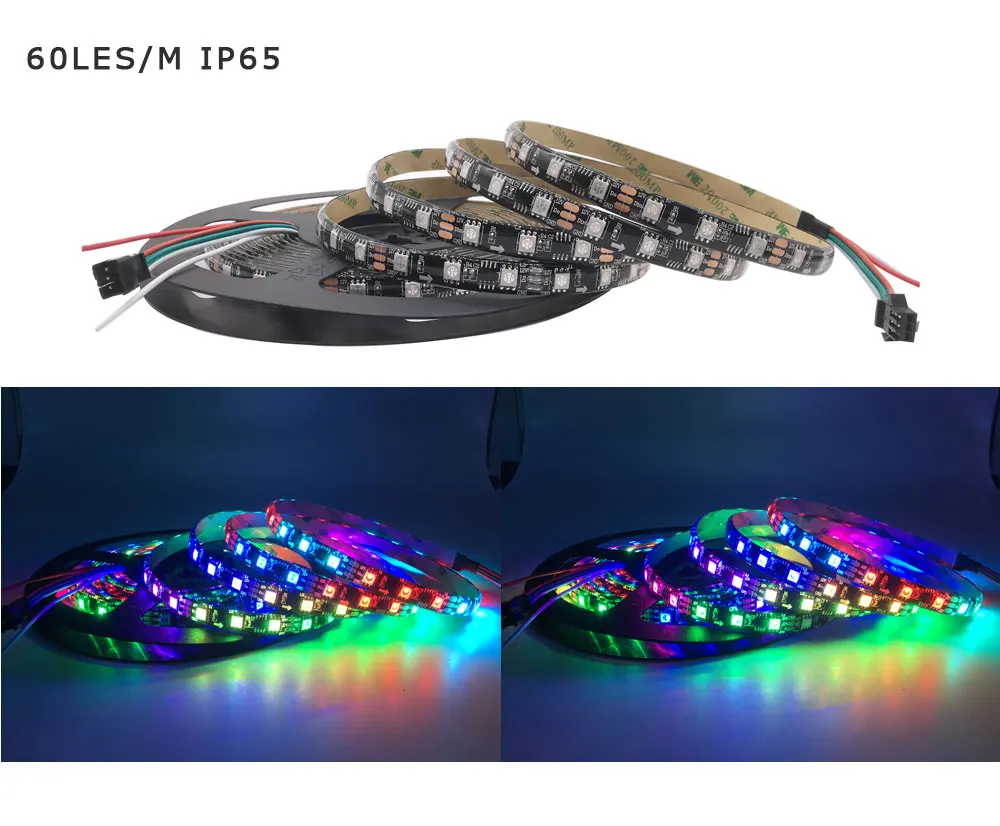 Imagem -02 - Faixa de Led Ws2811b Fita de Led Rgb 5050 Fita Flexível de Cores Completas Controle ic 12v