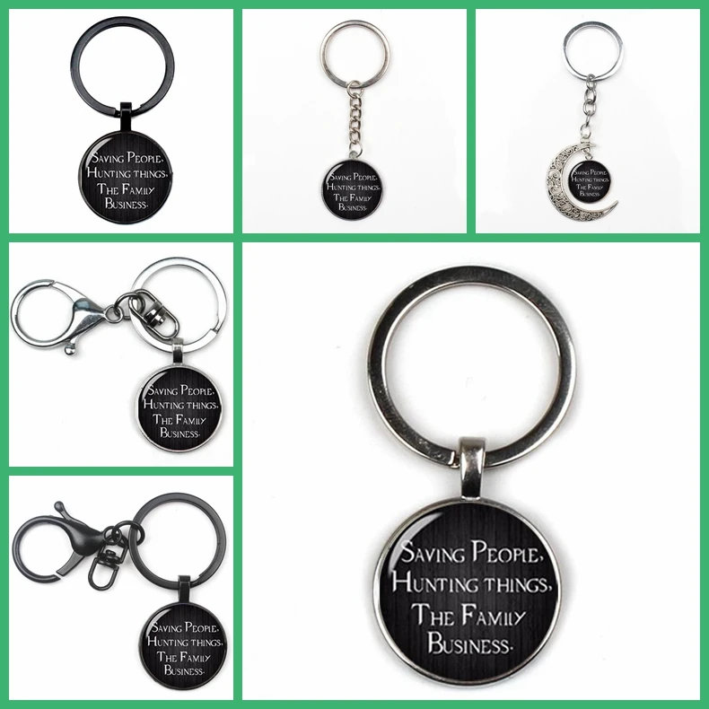 Popular Retro Hunter Supplies Home Dean Winchester Sam Mode Keyring Text Religious Convex Glass Keychain Friend Fan Gift Fashion