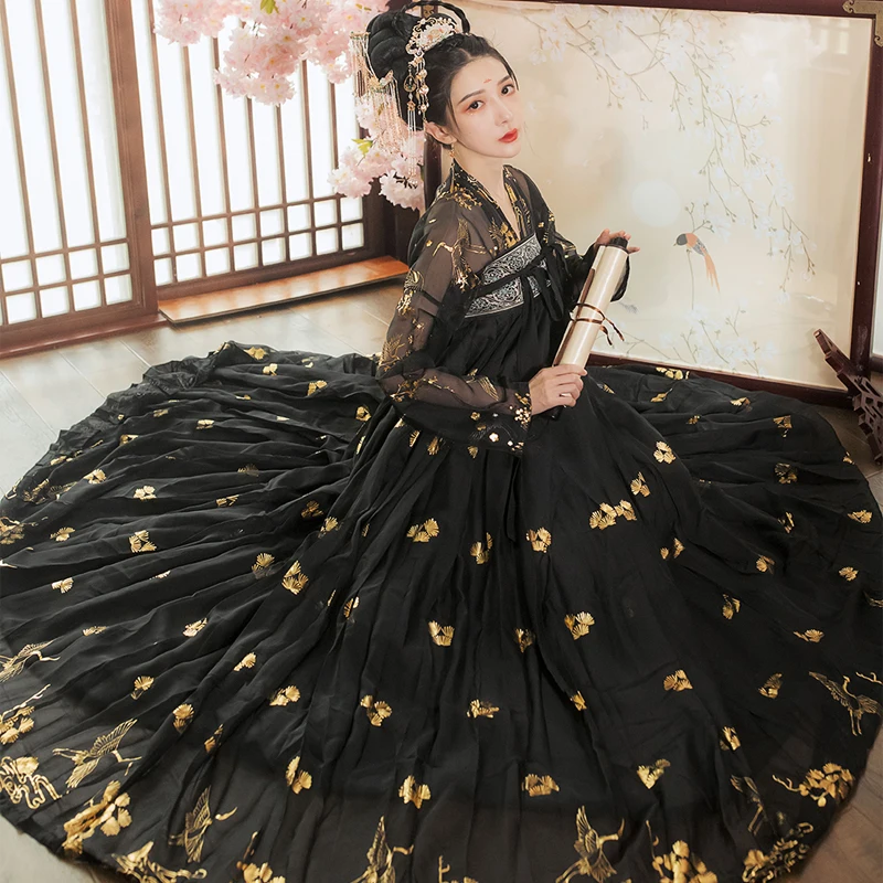 

Женский Классический танцевальный костюм Hanfu, традиционное сказочное платье для фолк, одежда для представлений, праздничный наряд SL1718