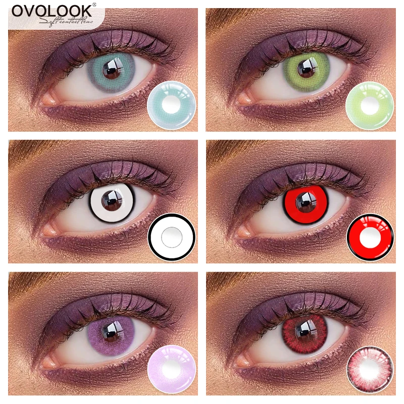 

OVOLOOK-2pcs/pair New Halloween COSPALY Series Colored Lenses for Eyes 6 Tone Cimestic Contact Lenses Crazy Lens for Eyes Yearly