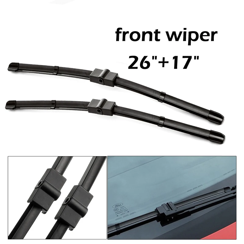 Set Bilah Wiper Depan & Belakang untuk Peugeot 207 Hatchback 2006-2020 Kaca Depan Kaca Depan Jendela Belakang 26 "+ 17" + 16"