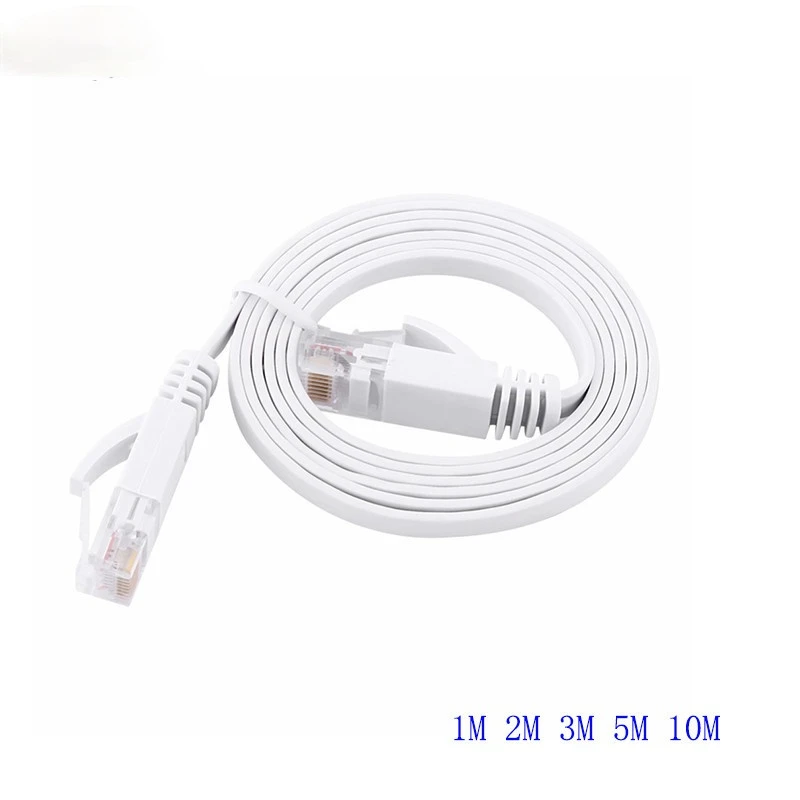 Biały CAT6 płaski Ethernet kabel Cat6 RJ45 kabel sieciowy LAN kabel Ethernet komputera Patch UTP przewód do Router 1M/2M/3M/5M/8M