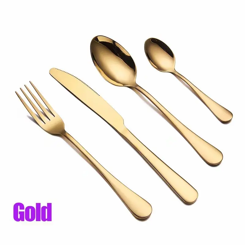 Gold Spoon Knife Set Gold Cutlery Knives Sets Wedding Tableware Forks Knives Spoons Silverware Travel Cutlery Set Dropshipping