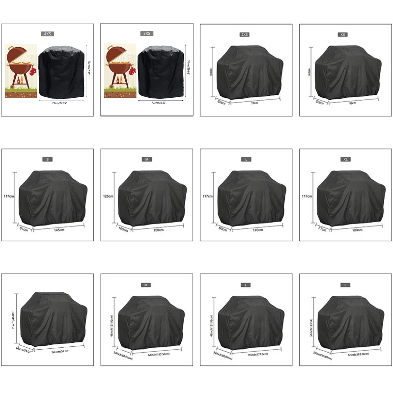 

190T 210D BBQ Cover Outdoor Dust Waterproof Weber Heavy Duty Grill Cover Rain Protective Outdoor Barbecue Cover Round