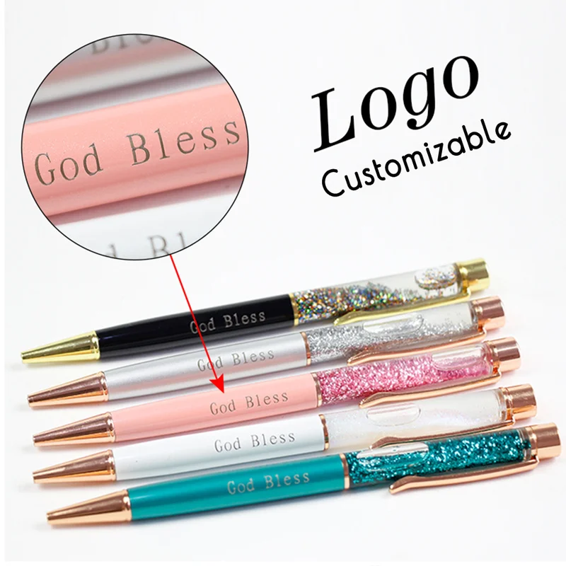 1pc Gold Foil Pens Metal Ballpoint Pens Office Birthday Gifts Ballpoint Pens Engraved Name Private Laser Customized Logo Pen