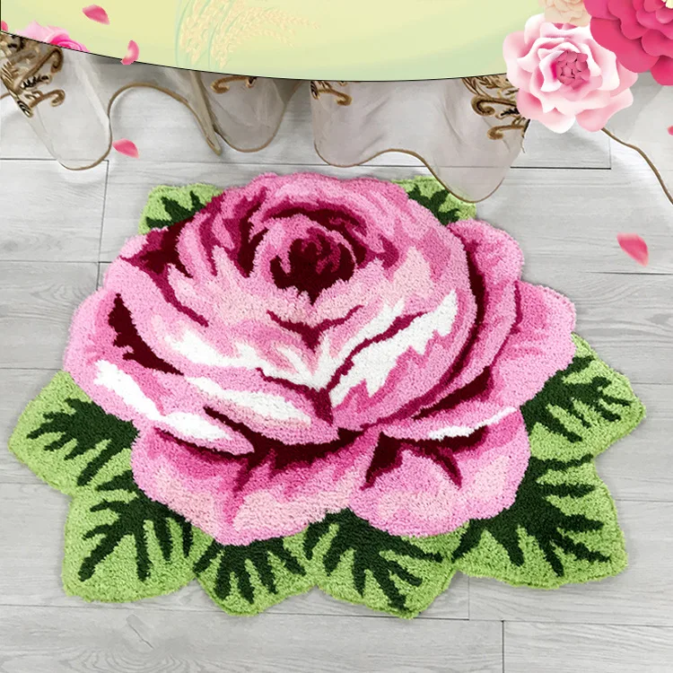 Handmade Rose Mat Bathroom Doormat Entrance Rug Carpet for Girl Kids Living Room Bedroom Door Floor Bath Mat Foot Pad Home Decor