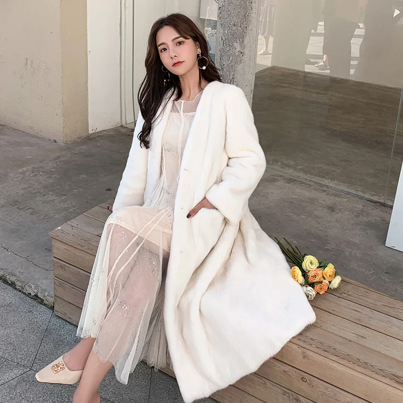 

Fashion Women Jacket White Black New Artificia Mink Fur Velvet Female Long Parker Super Warm Outdoor Thicken Women‘s Winter Coat