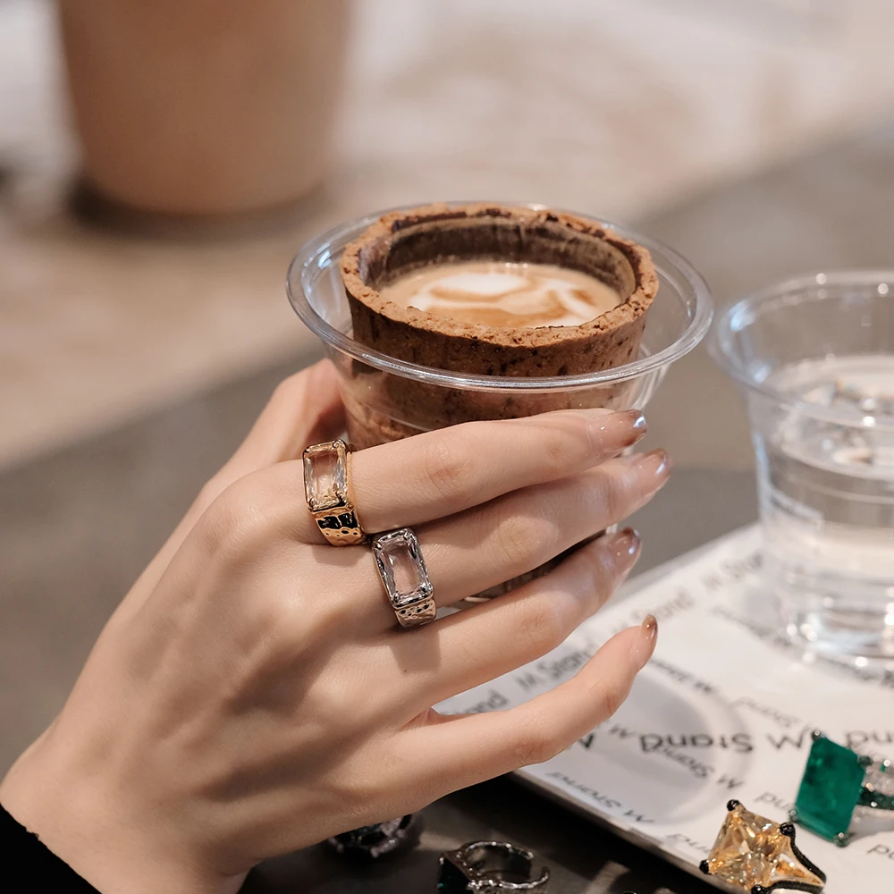 Amorita Boutique Zircon Ring For Women Female Fashion Finger Rings Jewelry Minimalism