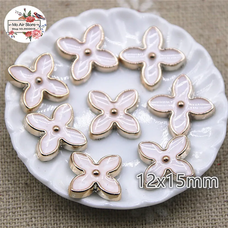 50pcs 12x15mm flower delicate white/black Buttons Home Garden Crafts Cabochon Scrapbooking DIY Accessories