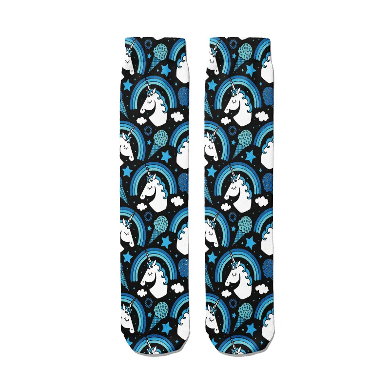 Fashion Cartoon Unicorn Women Cotton Socks Casual Kawaii Autumn High Ankle Female Socks Harajuku Warm Breathable Home Socks
