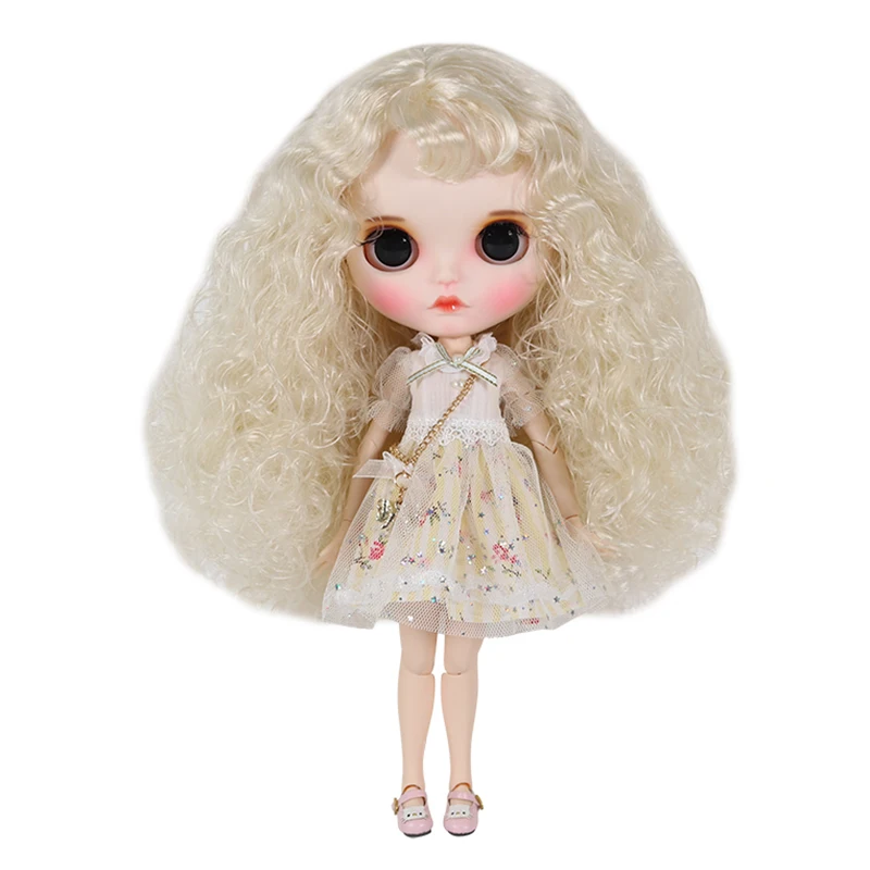 ICY DBS Blyth doll white skin joint body Yellow hair Hand-painted face panels, long eyelashes and sleepy eye.NO.BL6025