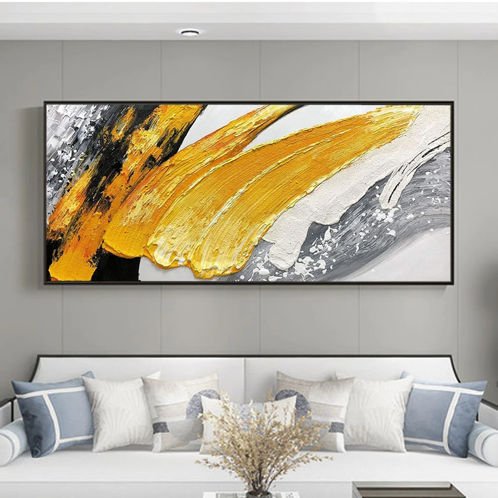 

3D Abstract Canvas Painting Thick Oil On Canvas Handmade Gold Oil Painting Modern Art Picture For Home Wall Decoration Unframed