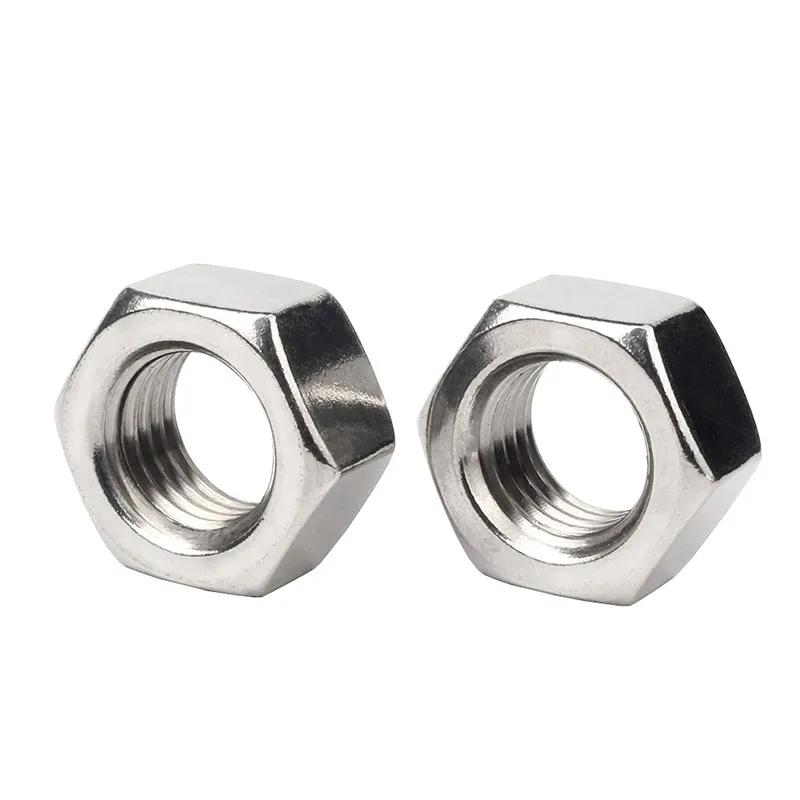 M1 M1.2 M1.4 M1.6 M2 M2.5 M2.6 M3 M3.5 M4 M5 M6 M8 M10 M12 M16 M20 M22 M24 M27 M30 M33 304 Stainless Steel Hexagon Nuts DIN934