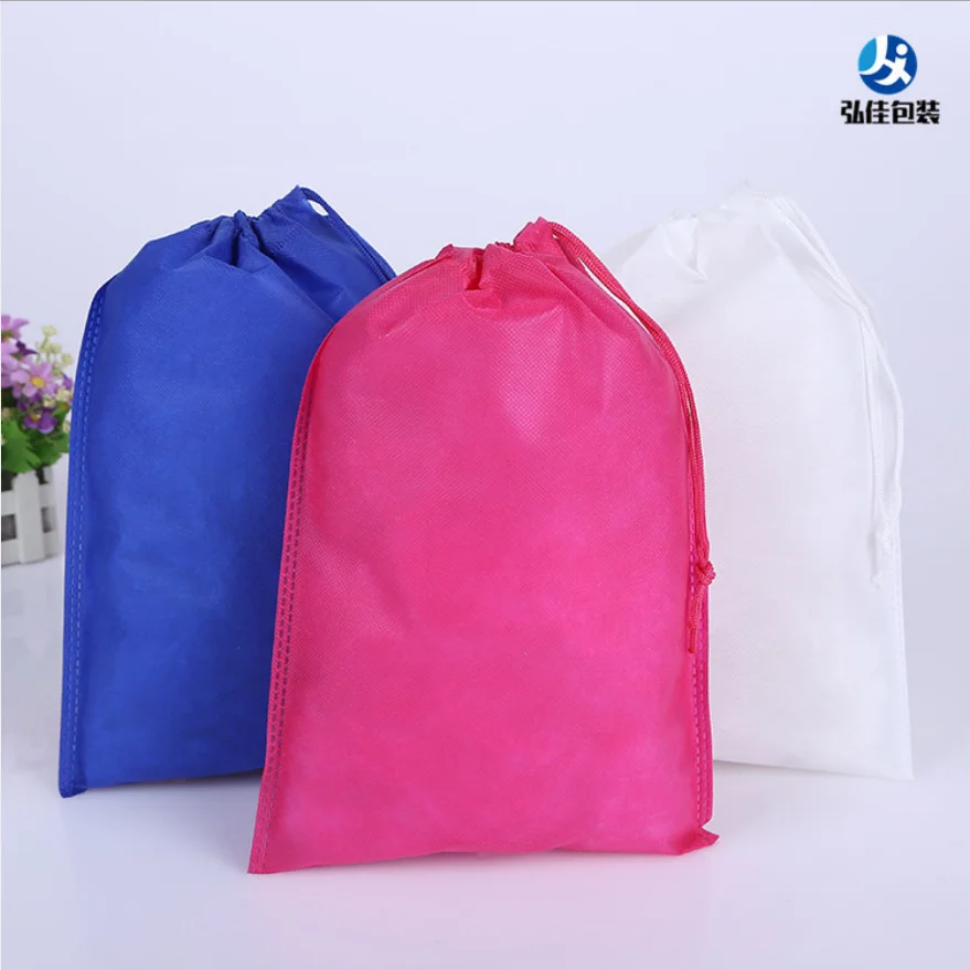 

High quality custom drawstring bag 210d polyester pouch foldable shoe storage and packaging bag