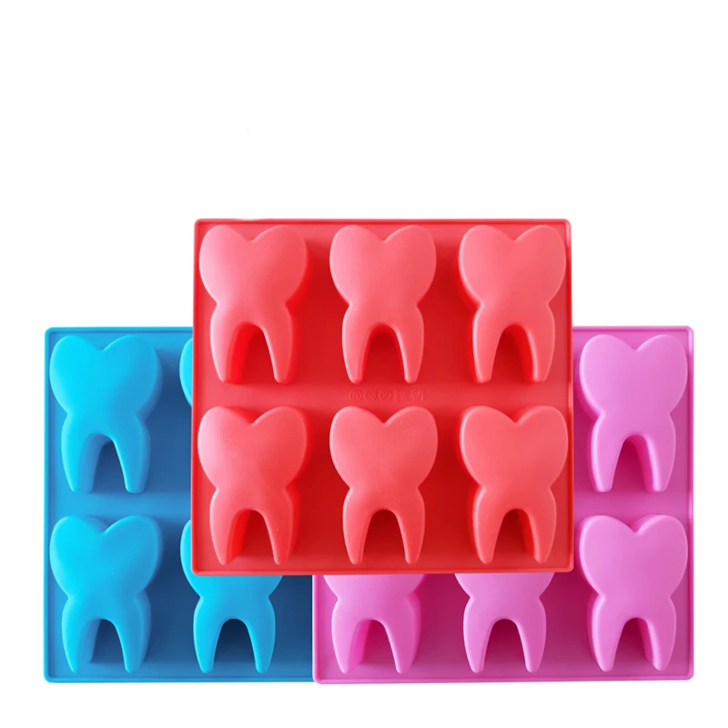 Aomily 6 Holes Teeth Shaped Silicone Chocolate Cookies Fondant Cake Mold Silicone Soap Candy Chocolate Kitchen Baking Mould