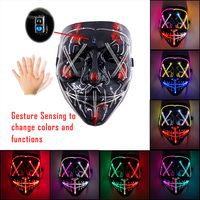 Luminous  Led Purge Mask Halloween Cosplay Costume Nightclub Masquerade  Neon Color-changing Mask Carnival Glowing Masque