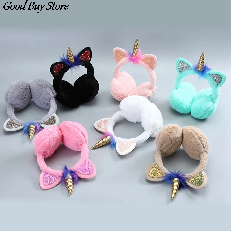 Children Cute Cat Earmuffs Winter Autumn Warm Plush Ear Cover Soft Fur Teenage Student Fashion Ears Warmer Hairbands Earflap