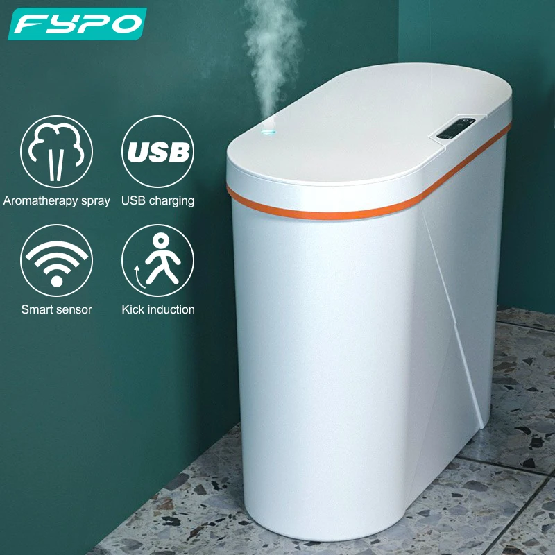 Spray Smart Trash Can Electronic Automatic Household Waste Bins for Kitchen Bathroom Laundry Toilet Narrow Places Sensor Bin 15L