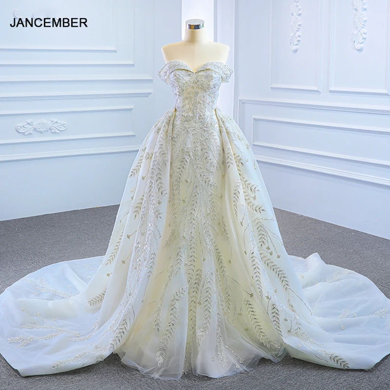 J66945 JANCEMBER Mermaid Wedding Dresses Detachable Train Sweethear Lace Up Appliques Elegant Vestito Da Festa Di Nozze