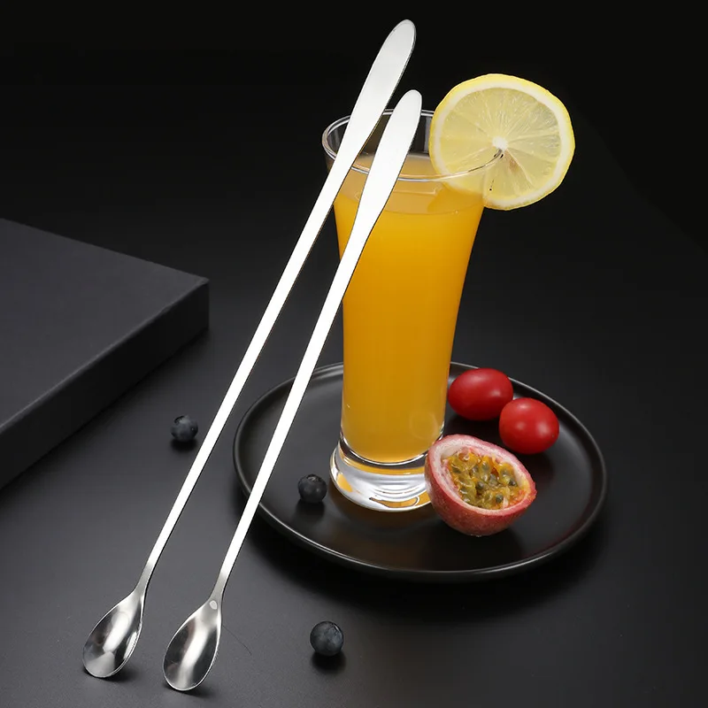 Long Handle Stainless Steel Coffee Spoons Tea Milk Ice Cocktail Wine Stirring Teaspoon Mini Scoops Utensils for Kitchen