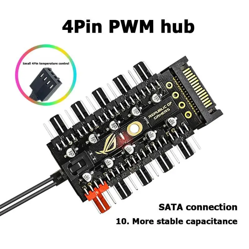 1-10 4 Pin PWM кулер вентилятор концентратор сплиттер расширение материнская плата 12 в SATA мощность/большой 4D порт питания ПК контроллер скорости ...