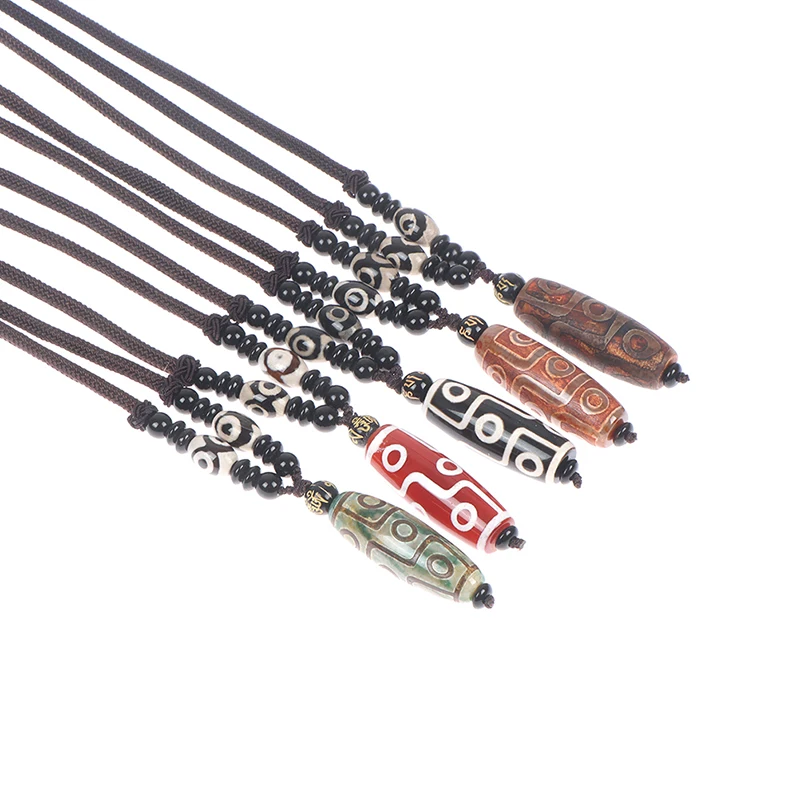Natural Stone Materials Fashionable Style Tibet Heaven Bead Bring Good Luck Nine Eye Tibet Dzi Pendant Drop Choker Nacklace