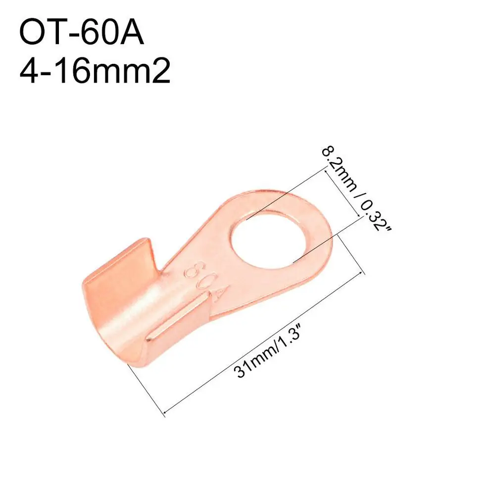 10ks OT-60A 8mm prům měď oběžník objímka svorka L5 drát holý konektor pro 4-16wire