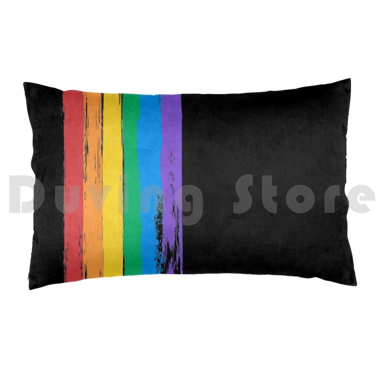 Pride Flag Pattern Pillow Case Printed 50x75 Colorful Brushstroke Brush Painted Blue Red Orange Yellow