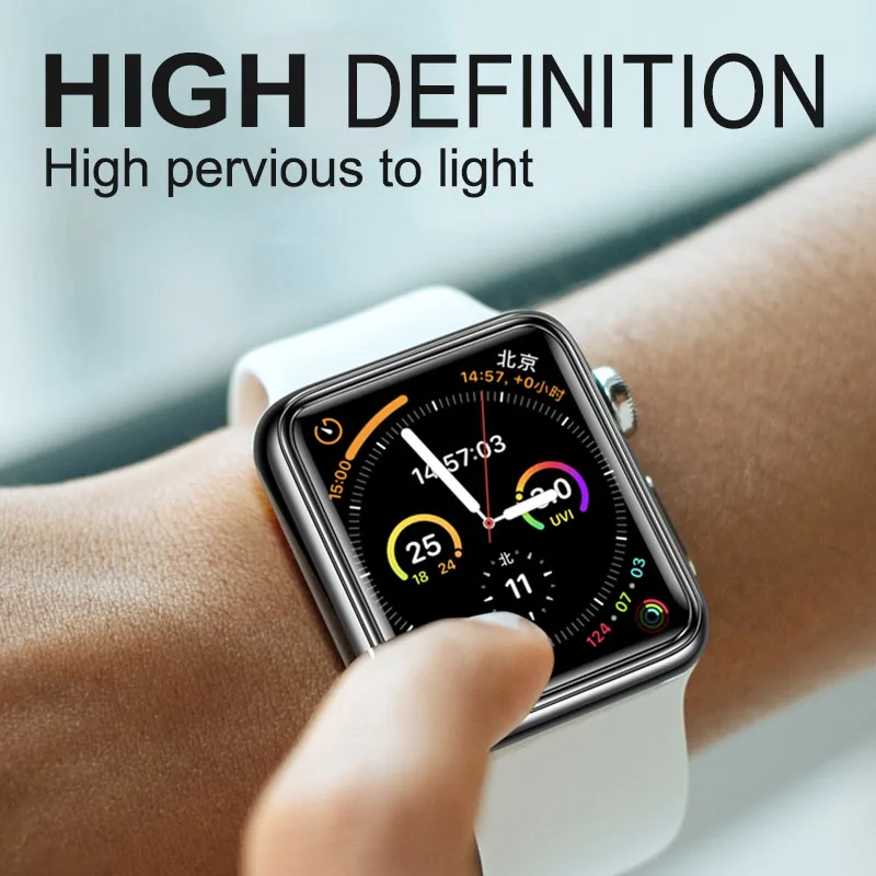 UV Liquid Glue Tempered Glass For Apple Watch Series 8 9 7 41 45 42 38 40 44 MM Screen Protector iWatch 4 5 6 SE 45MM 44MM Glass