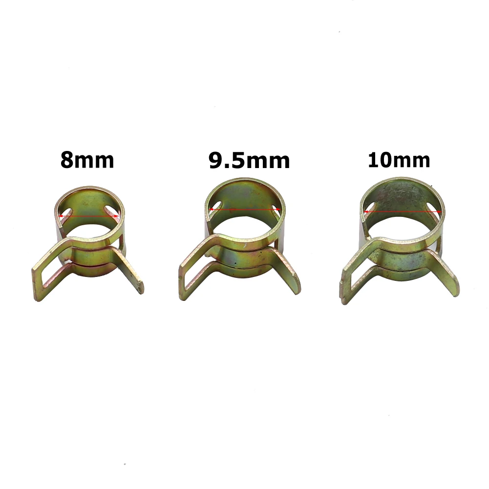 8mm 9.5mm 10mm Fuel Line Hose Tubing Water Pipe Air Tube Spring Clips Clamps Free Shipping