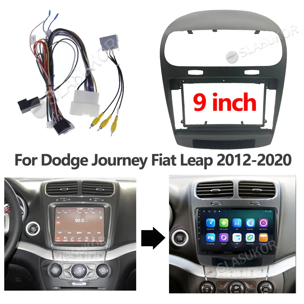 For Dodge Journey Fiat Leap 2012-2020 Fascias DVD Frame Din 9 Inch Player Dashboard Adaptor Refitting Facia Panel Canbus Cable