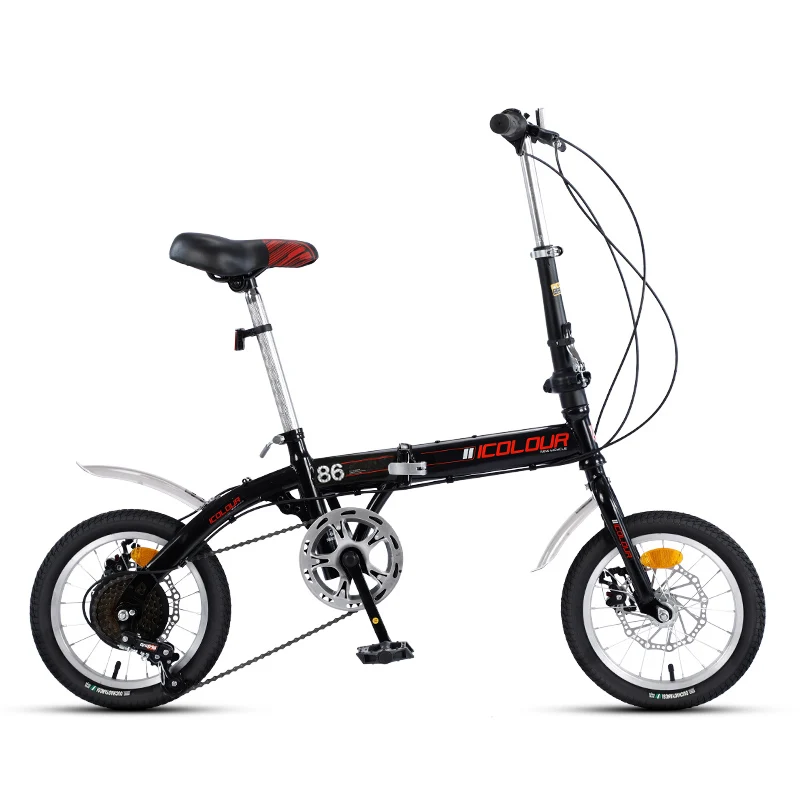 14 inch Foldable bicycle High Carbon Steel Frame 6 Speed Women's lightweight Portable Bicycle Disc brake Small Mini Bike