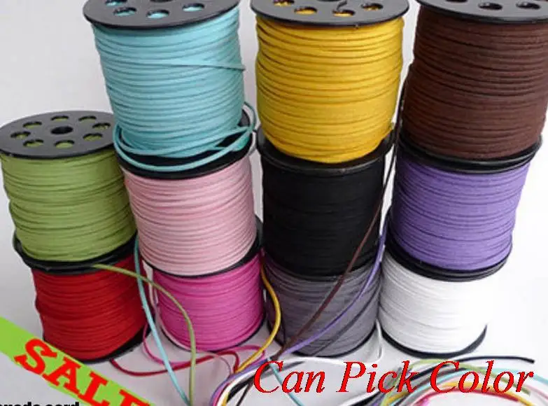 

best hot wh45ing 3mm x1 5mm 100 meter black brown Faux Flat Suede velvet Lace Leather Cord Jewelry DIY Rope