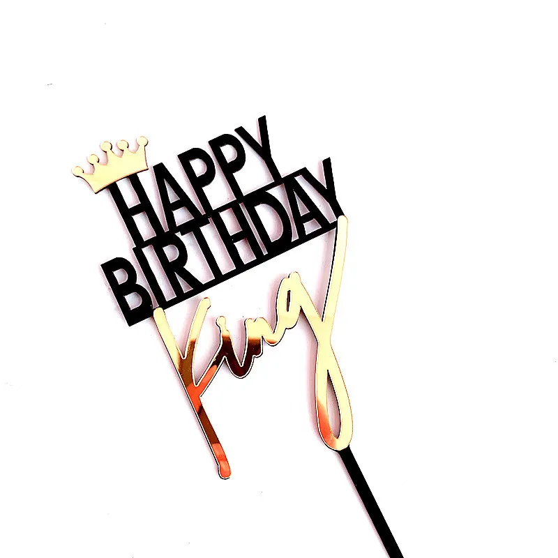 Prince King Acrylic Happy Birthday Cake Topper Gold Princess Queen Cake Topper For Kids Birthday Party Cake Decorating Supplies
