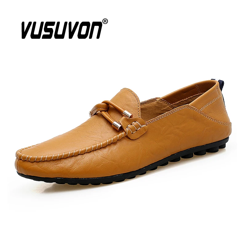 New Spring Men Loafers Leather Shoes Retro Bow Casual Driving Flat Shoes Lightweight Soft Moccasins Fashion Brown Mens Shoes