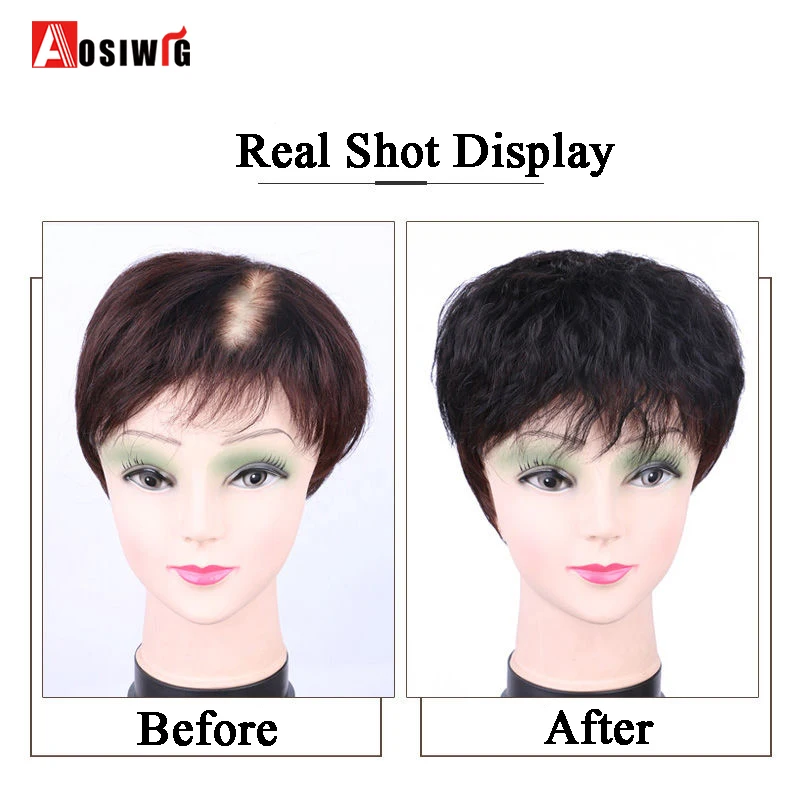 Aosiwig Synthetic Hair Natural Replacement Hairpiece Fake Women Kinky Curly Corn Beard Hair Replacement Clip In Hair Extension