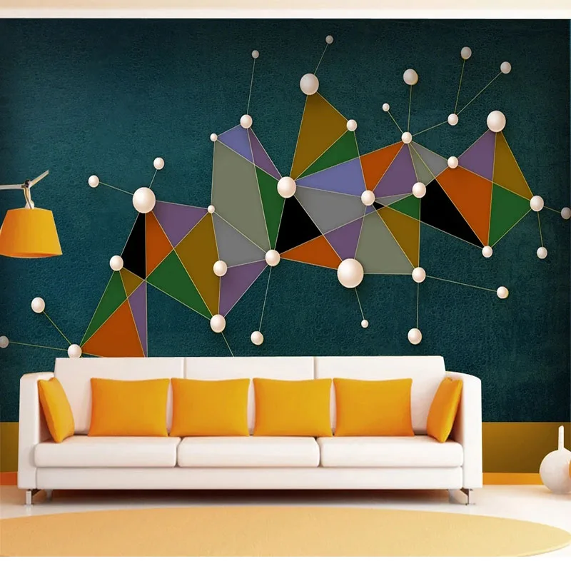 Custom Photo Wallpaper For Geometric Lines Modern Minimalist Golden Abstract Light Luxury Self-Adhesive Waterproof 3D Sticker