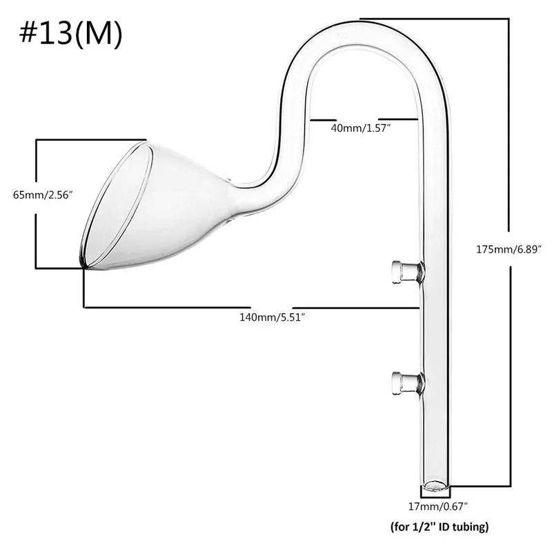 Aquarium Tank Outlet Water Outflow Lily Pipe Filter Accessories 10mm 13mm 17mm Transparent Glass with Suction Cups