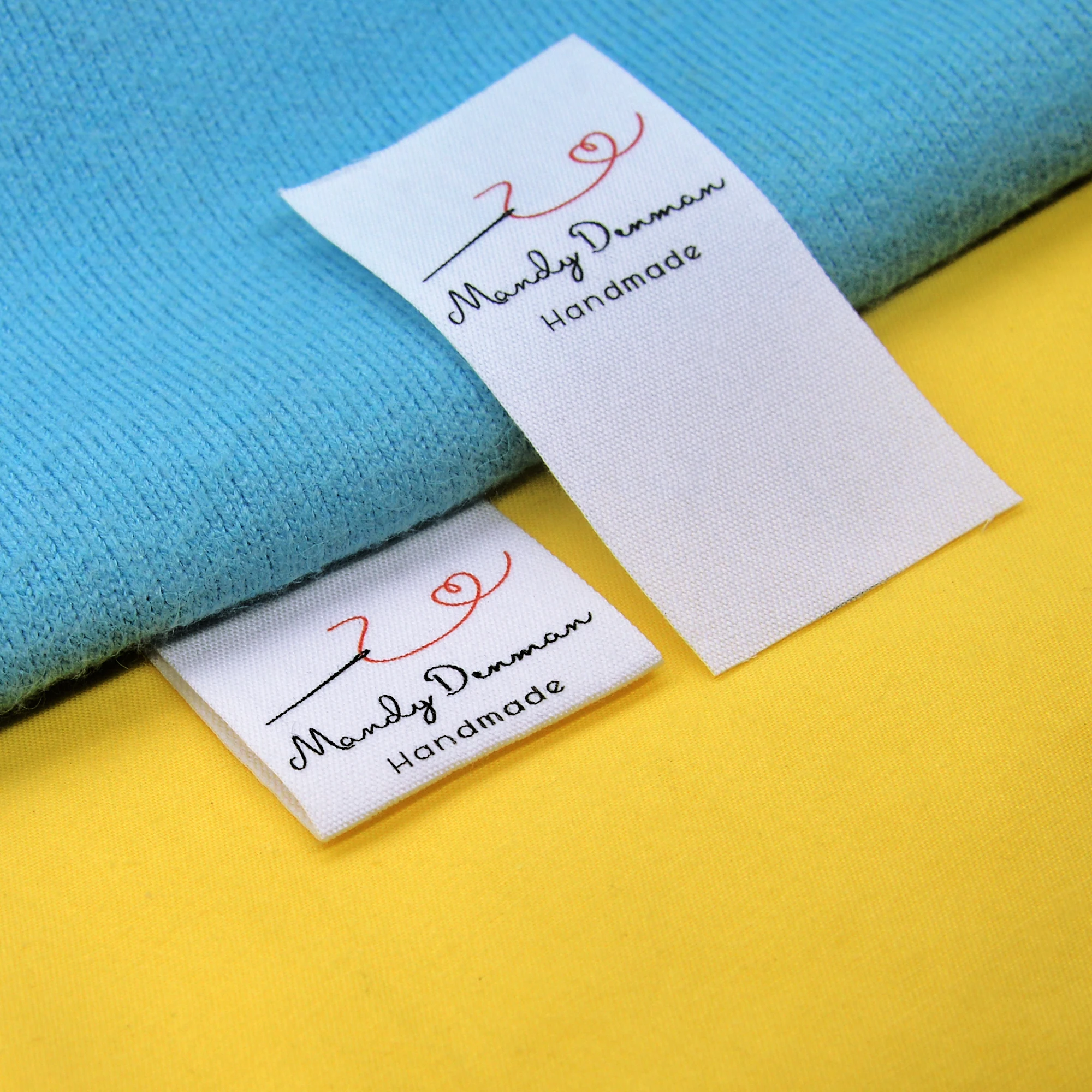 

Custom Sewing label, Logo or Text - fold Tags, Personalized Brand , Printing Labels, sew on label (FR129)